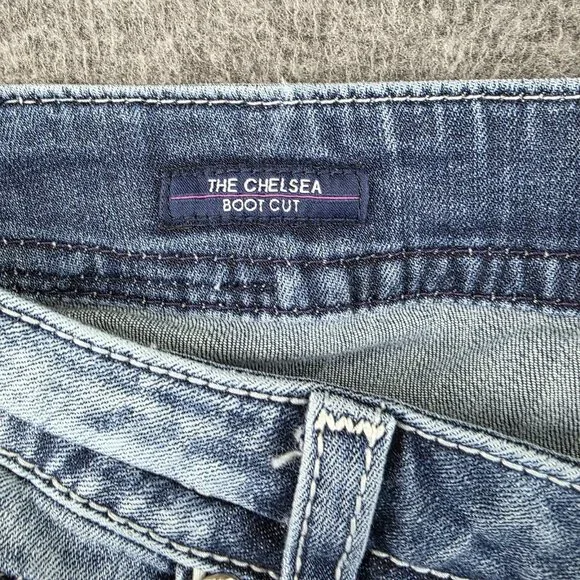 VIGOSS Bootcut Jeans Womens 24 24x33 Blue Light Wash Embellished Chelsea - Picture 4 of 10